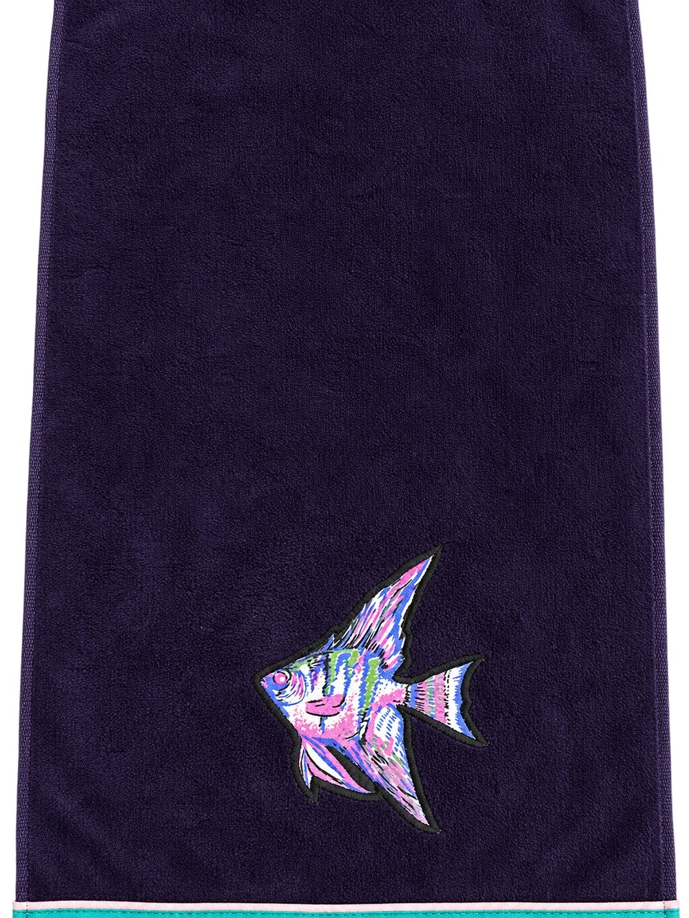 R.A. Briggs Cotton Hand Towel Embroidered Fish Navy/Teal 15 x 26 in